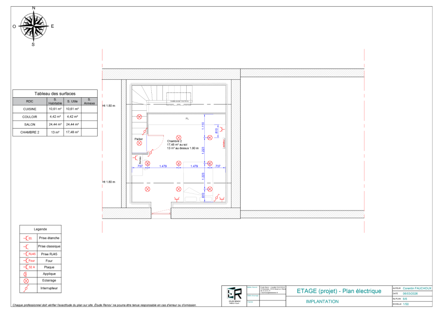 Implantation Etage - Plan électrique