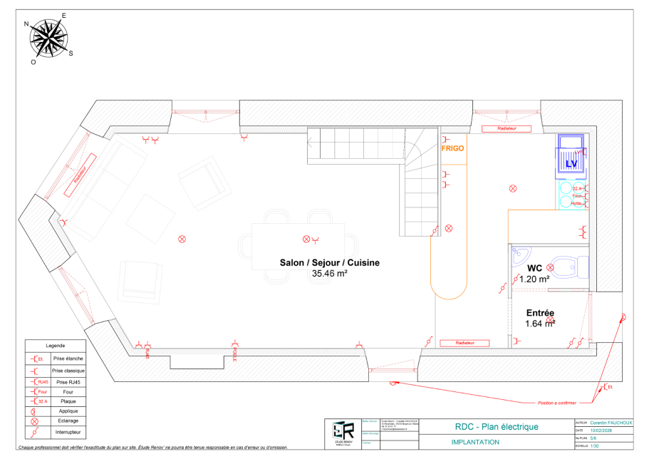 Implantation électrique RDC