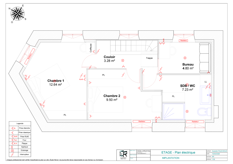Implantation électrique Etage