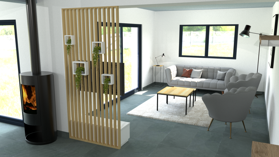 Version 1 (vue du futur salon)